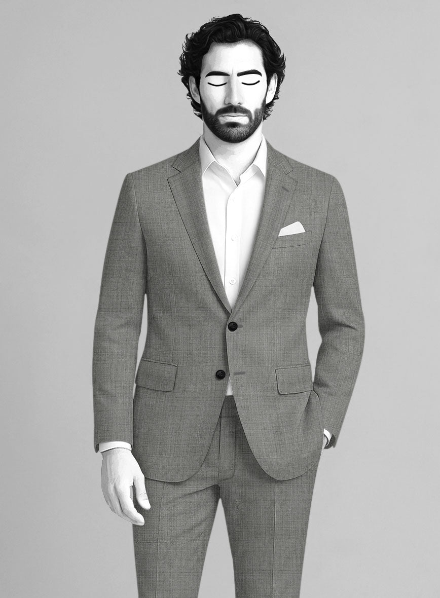Napolean Sharkskin Light Gray Wool Suit - StudioSuits