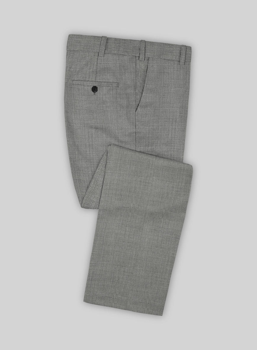 Napolean Sharkskin Light Gray Wool Pants - StudioSuits