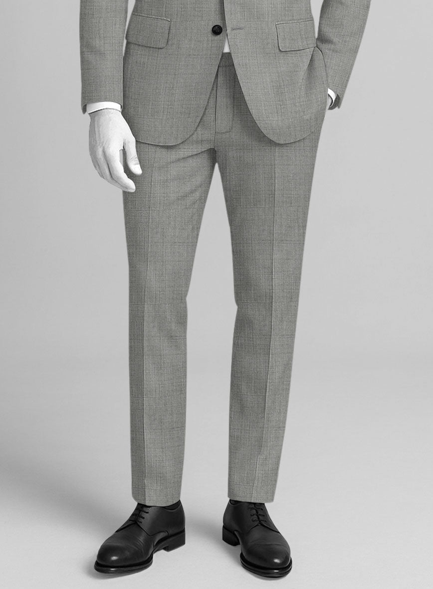 Napolean Sharkskin Light Gray Wool Suit - StudioSuits