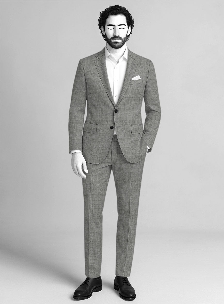 Napolean Sharkskin Light Gray Wool Suit - StudioSuits