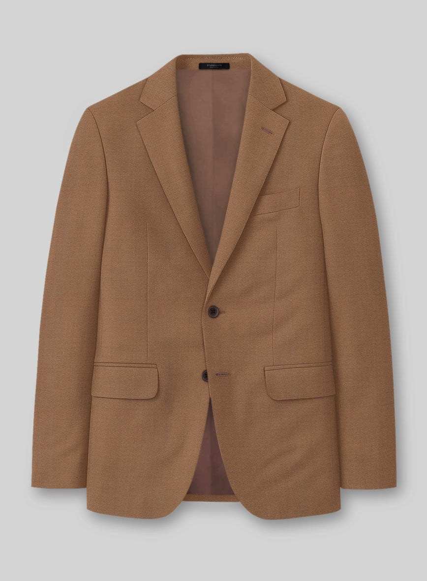 Napolean Caramel Brown Wool Jacket - StudioSuits