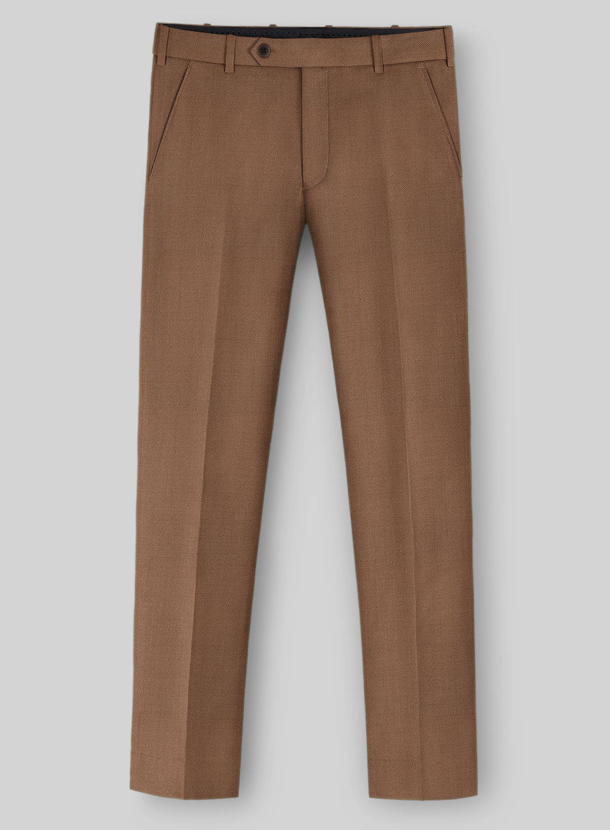 Napolean Caramel Brown Wool Pants - StudioSuits
