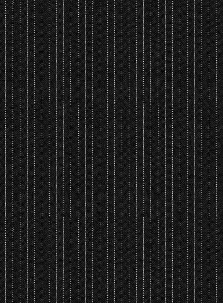 Napolean Slim Stripe Black Wool Suit - StudioSuits