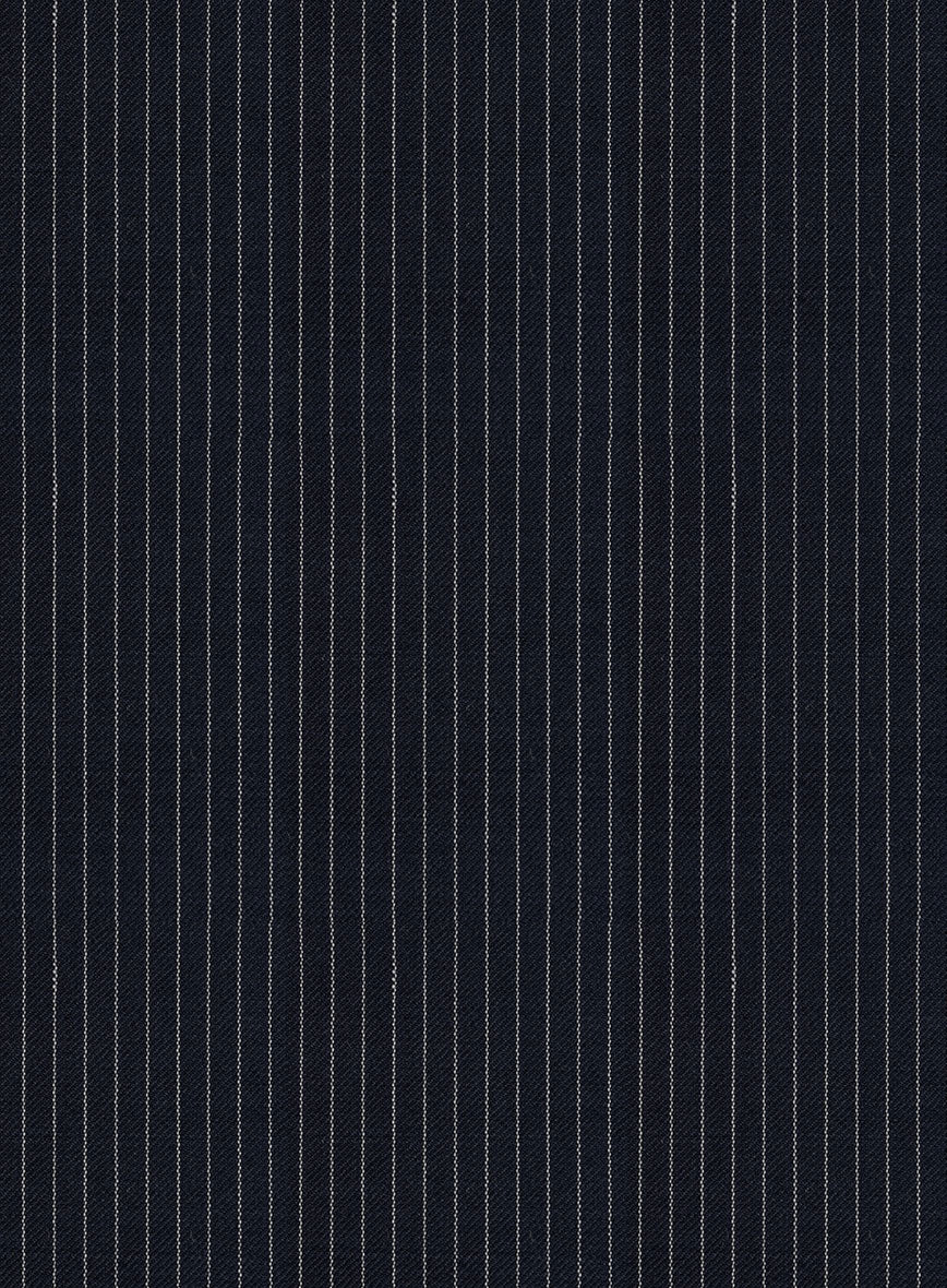 Napolean Slim Stripe Blue Wool Pants - StudioSuits
