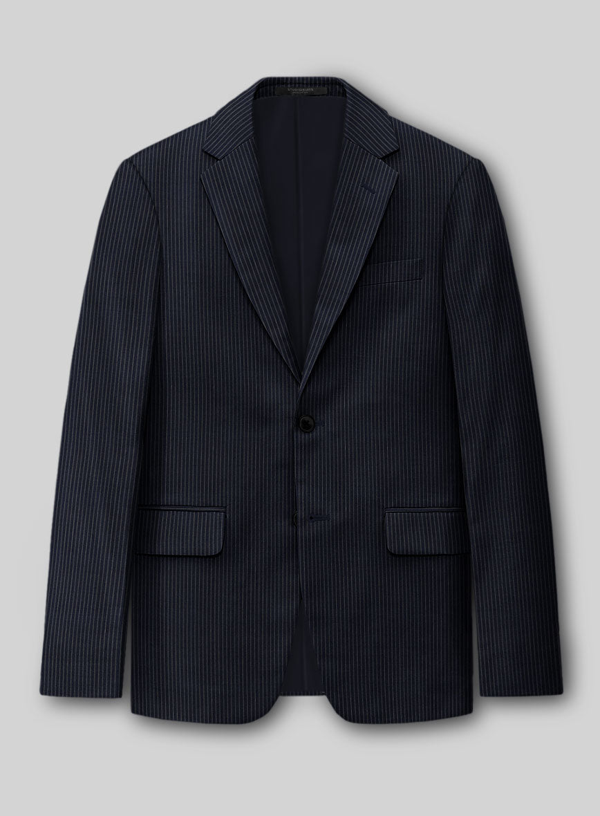 Napolean Slim Stripe Blue Wool Suit - StudioSuits