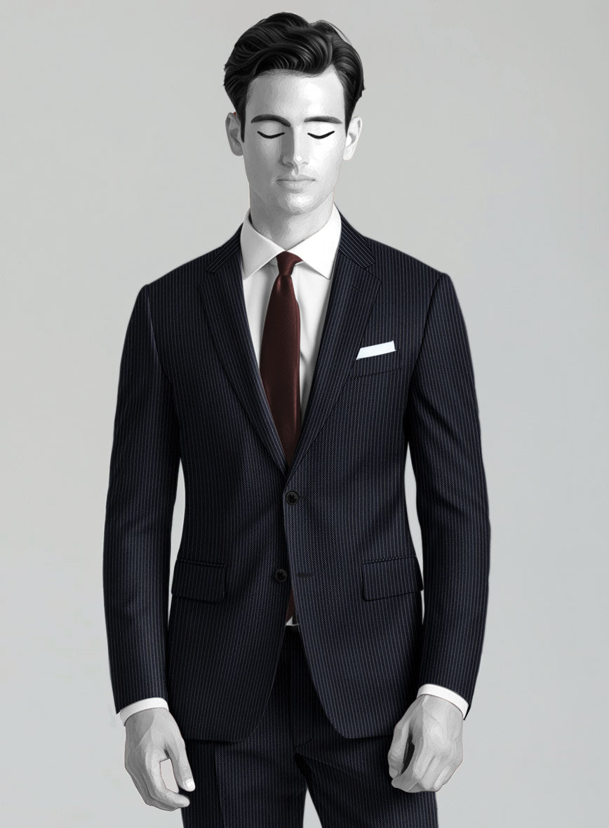 Napolean Slim Stripe Blue Wool Suit - StudioSuits