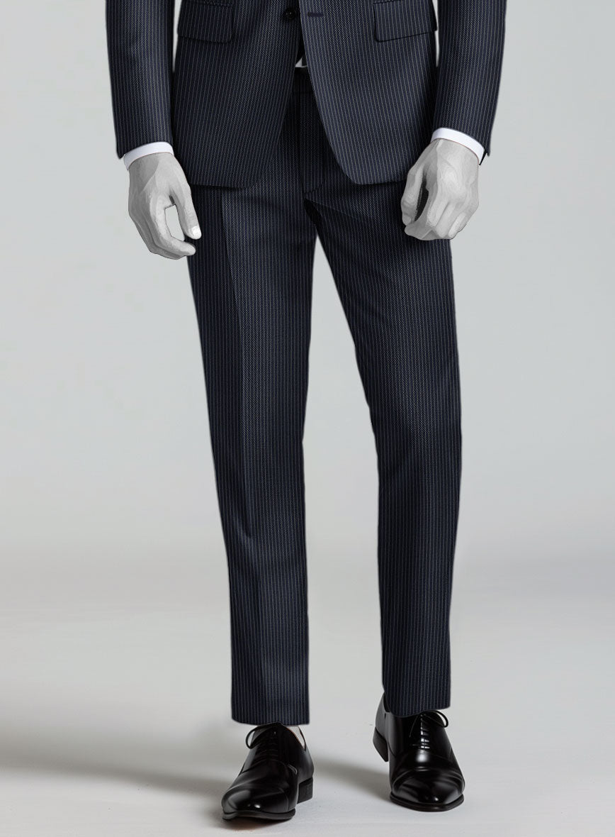 Napolean Slim Stripe Blue Wool Suit - StudioSuits