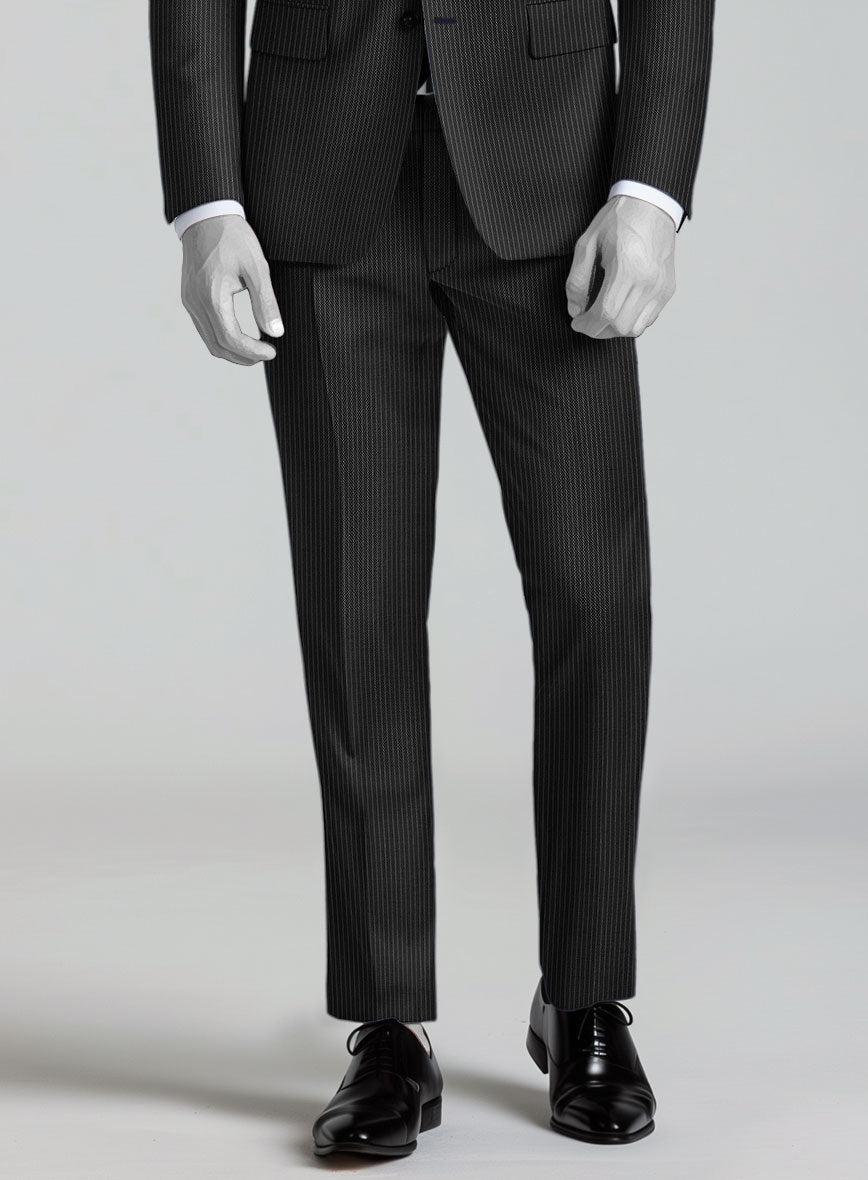 Napolean Slim Stripe Charcoal Wool Pants - StudioSuits