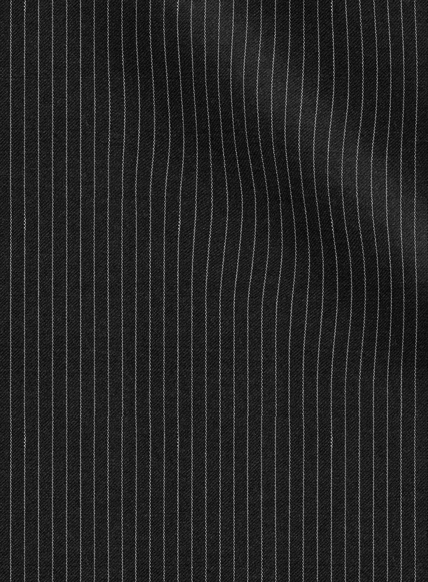 Napolean Slim Stripe Charcoal Wool Pants - StudioSuits