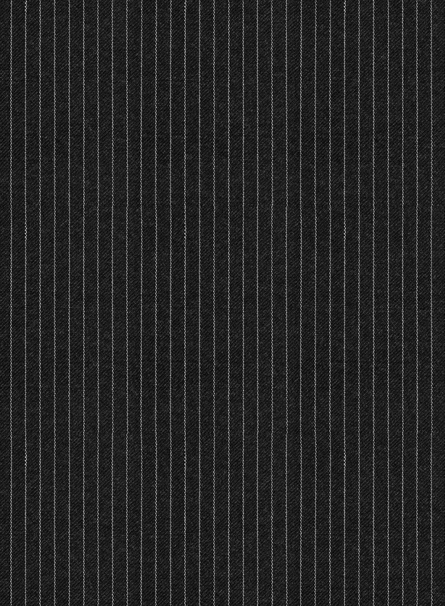 Napolean Slim Stripe Charcoal Wool Pants - StudioSuits