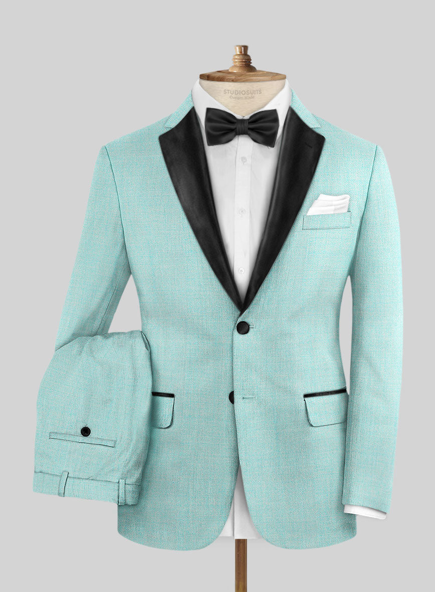 Napolean Spring Blue Wool Tuxedo Suit - StudioSuits