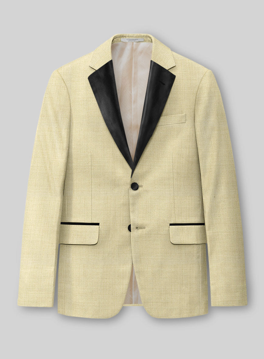 Napolean Spring Latte Beige Wool Tuxedo Suit - StudioSuits