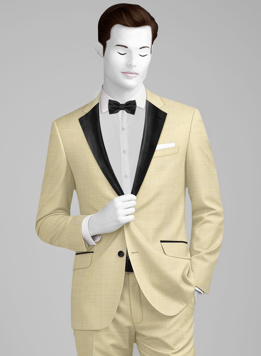 Napolean Spring Latte Beige Wool Tuxedo Suit - StudioSuits