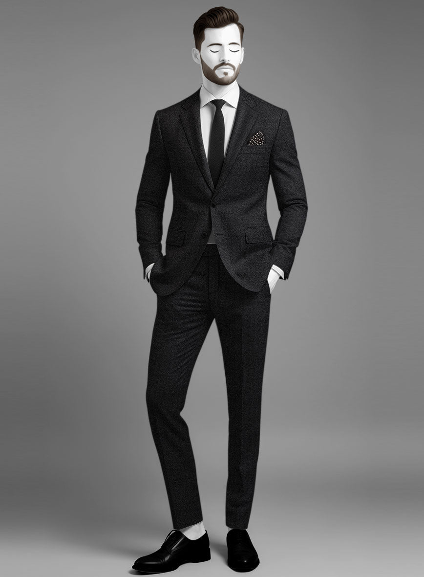 Napolean Stone Black Wool Suit - StudioSuits