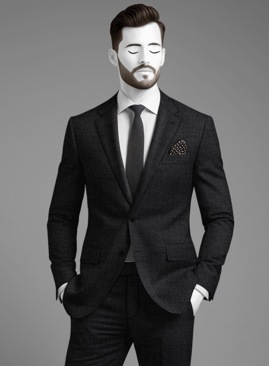 Napolean Stone Black Wool Suit - StudioSuits