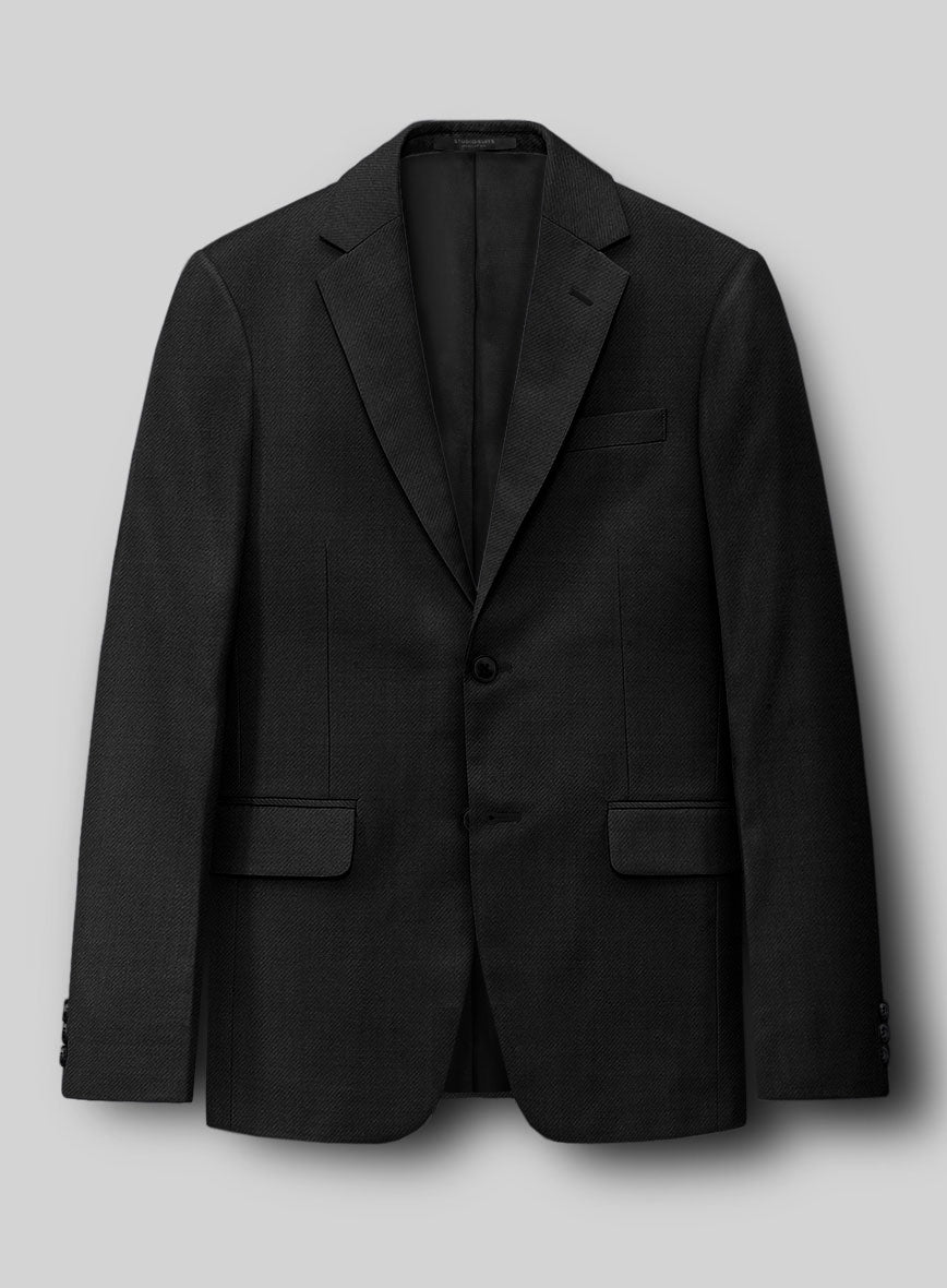 Napolean Stretch Black Wool Jacket - StudioSuits