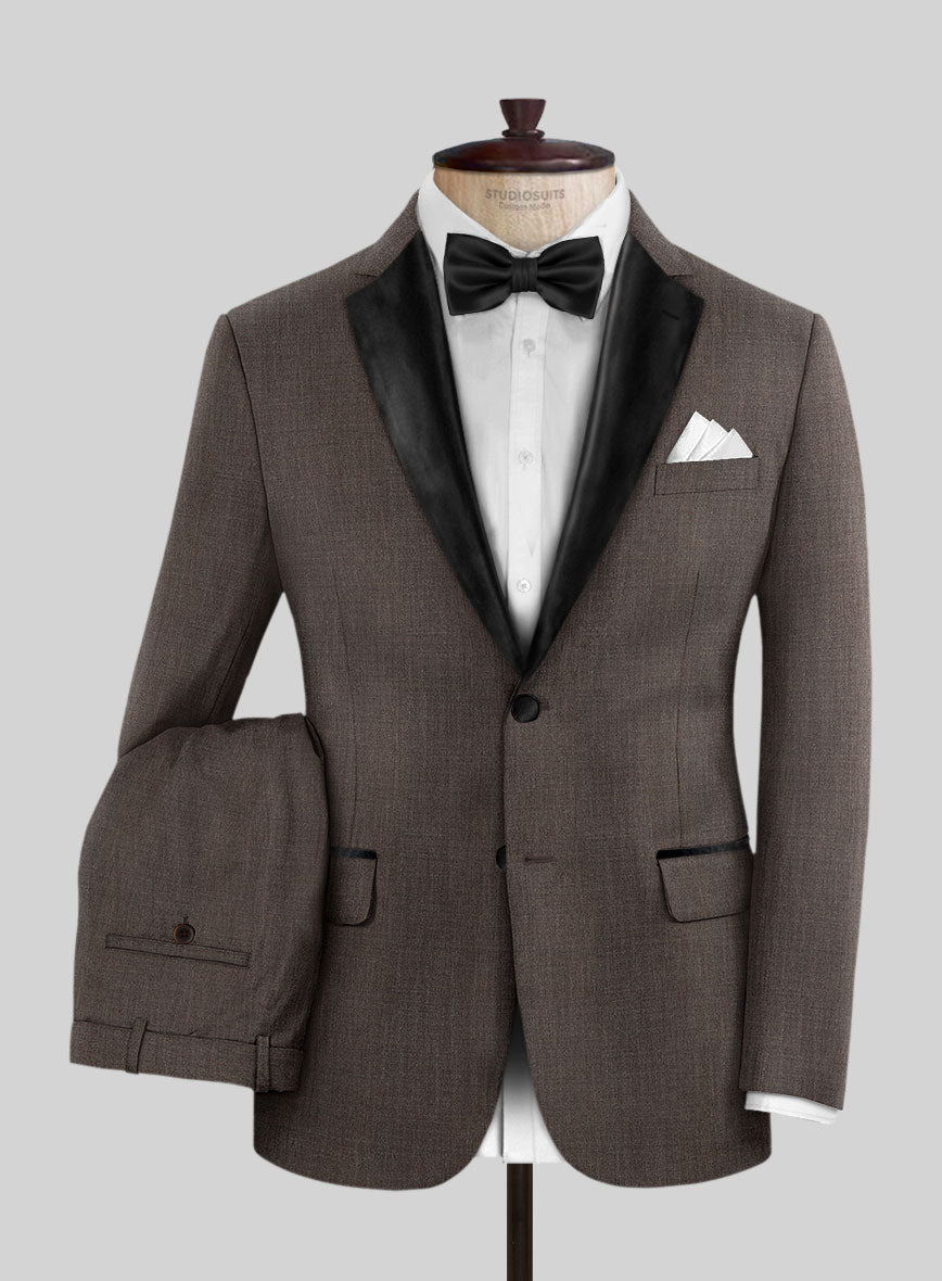 Napolean Stretch Brown Wool Tuxedo Suit - StudioSuits