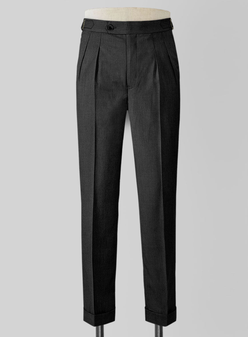 Napolean Stretch Charcoal Highland Wool Trousers - StudioSuits