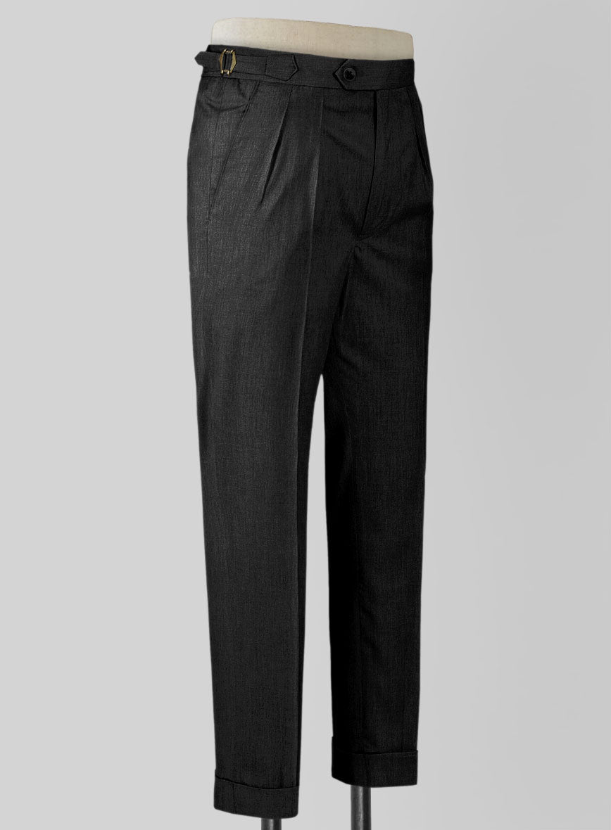 Napolean Stretch Charcoal Highland Wool Trousers - StudioSuits