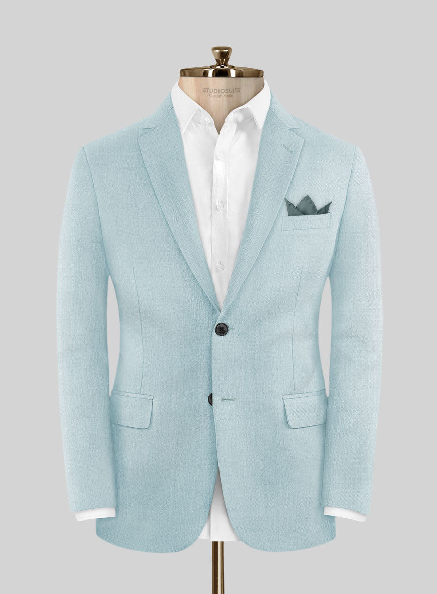 Napolean Stretch Coral Blue Wool Jacket - StudioSuits