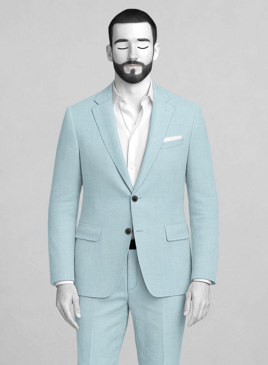 Napolean Stretch Coral Blue Wool Jacket - StudioSuits