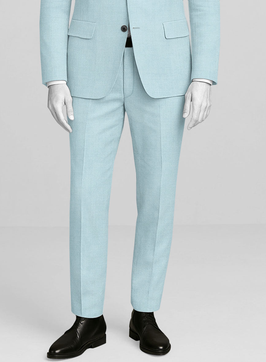 Napolean Stretch Coral Blue Wool Pants - StudioSuits