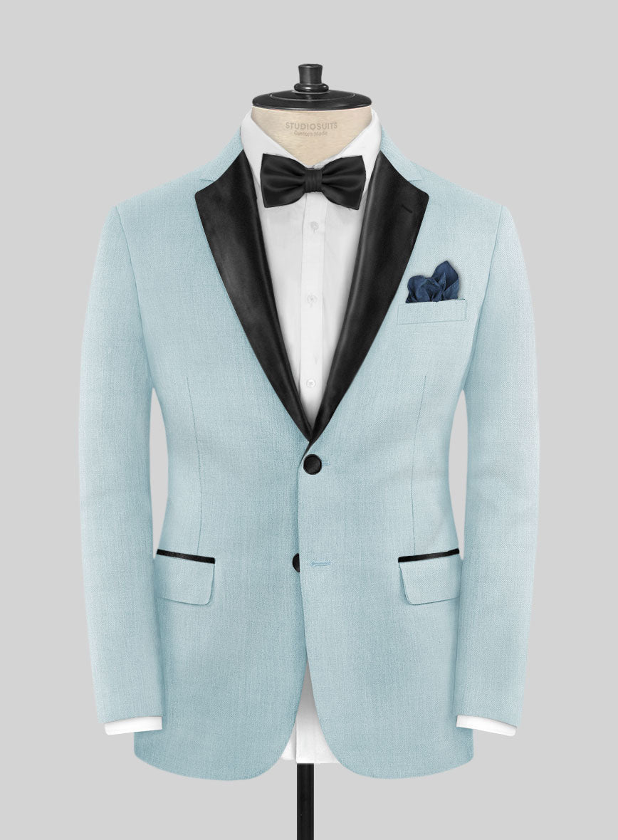 Napolean Stretch Coral Blue Wool Tuxedo Jacket - StudioSuits