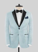 Napolean Stretch Coral Blue Wool Tuxedo Suit - StudioSuits