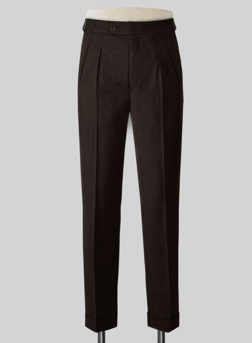 Napolean Stretch Dark Brown Highland Wool Trouser - StudioSuits