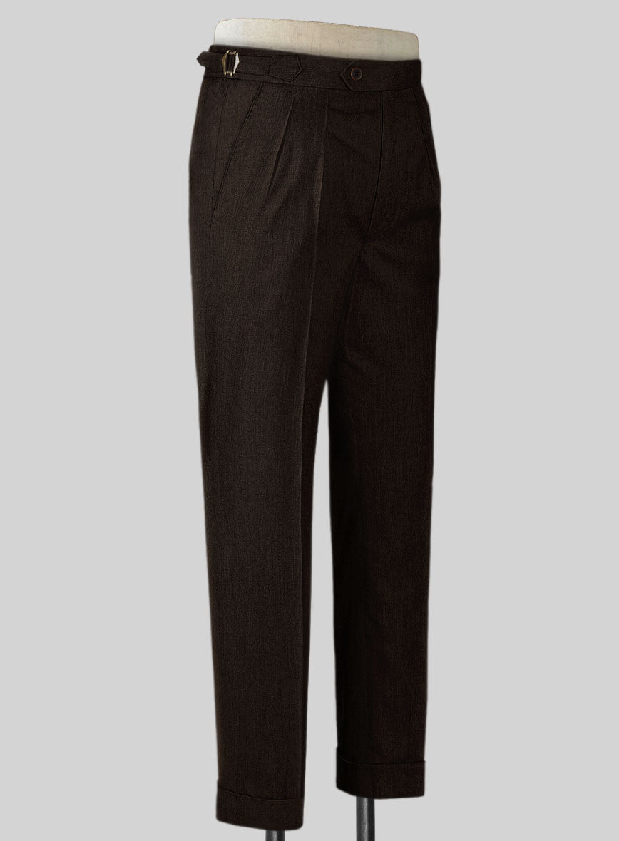 Napolean Stretch Dark Brown Highland Wool Trouser - StudioSuits