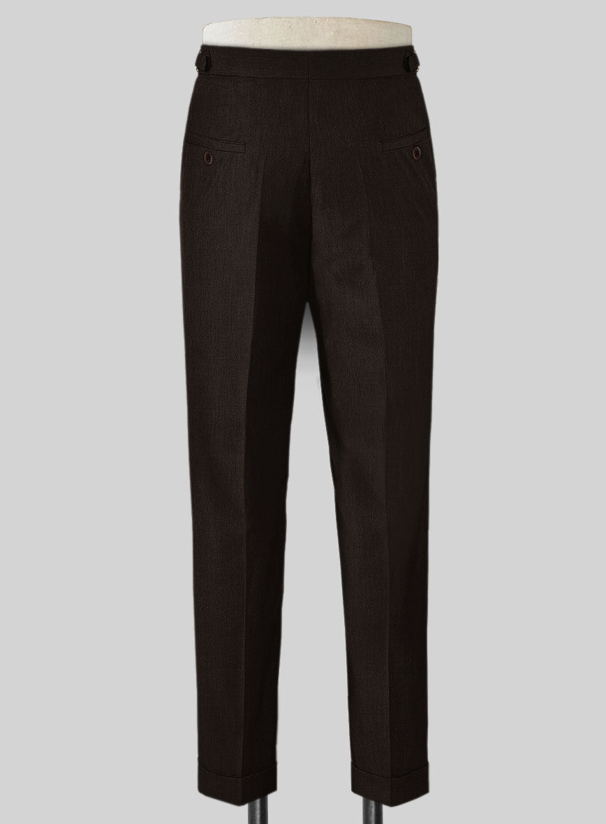 Napolean Stretch Dark Brown Highland Wool Trouser - StudioSuits