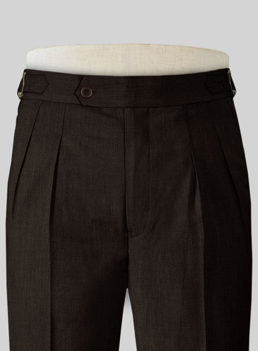 Napolean Stretch Dark Brown Highland Wool Trouser - StudioSuits