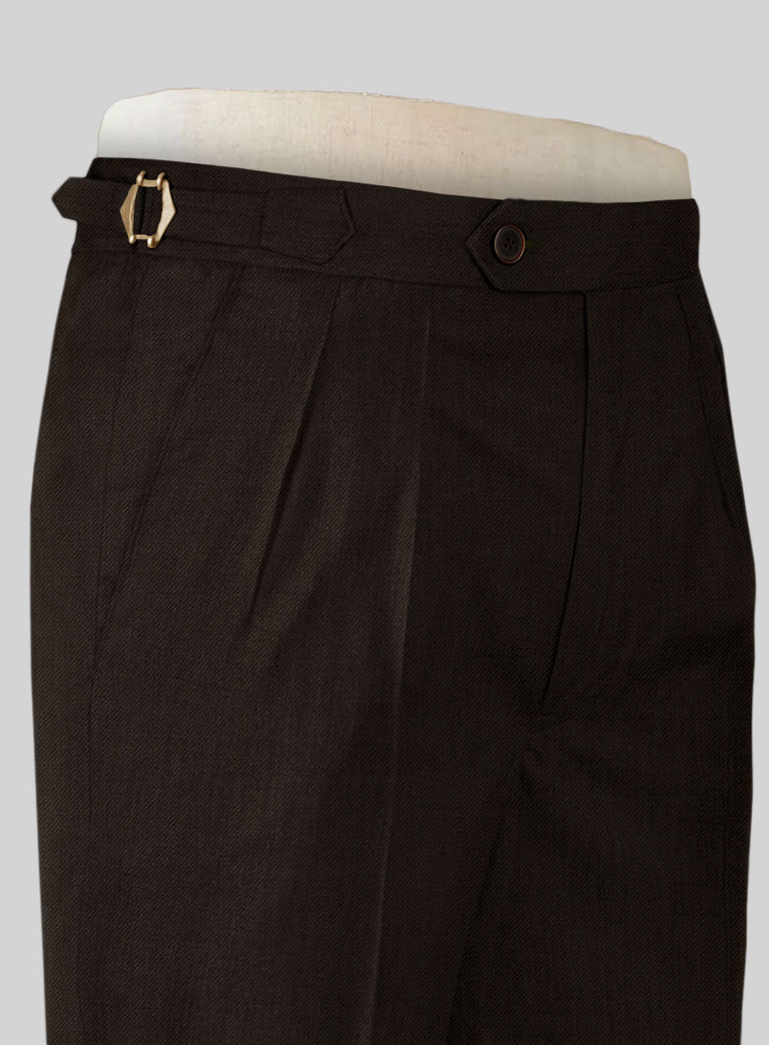 Napolean Stretch Dark Brown Highland Wool Trouser - StudioSuits
