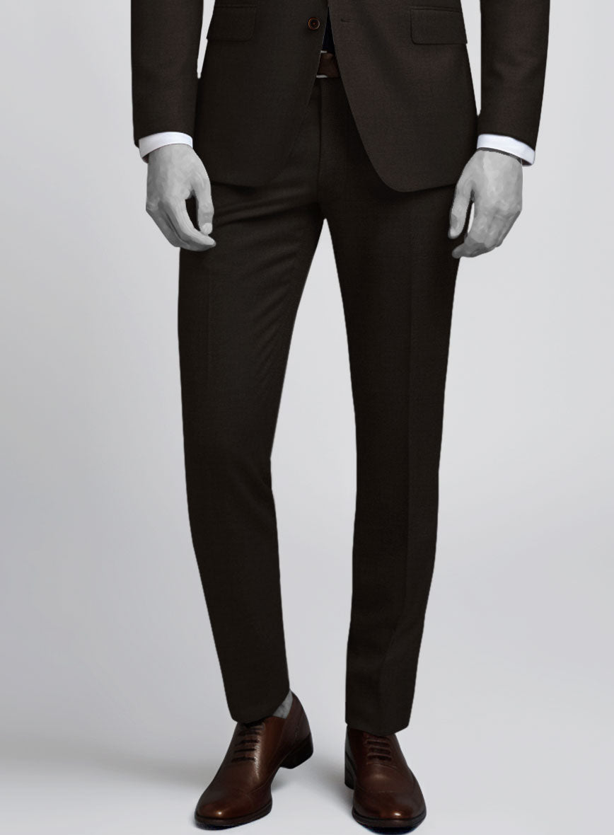 Napolean Stretch Dark Brown Wool Pants - StudioSuits