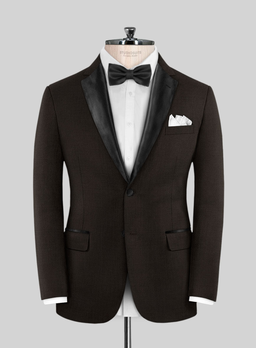 Napolean Stretch Dark Brown Wool Tuxedo Suit - StudioSuits