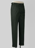 Napolean Stretch Dark Green Highland Wool Trousers - StudioSuits