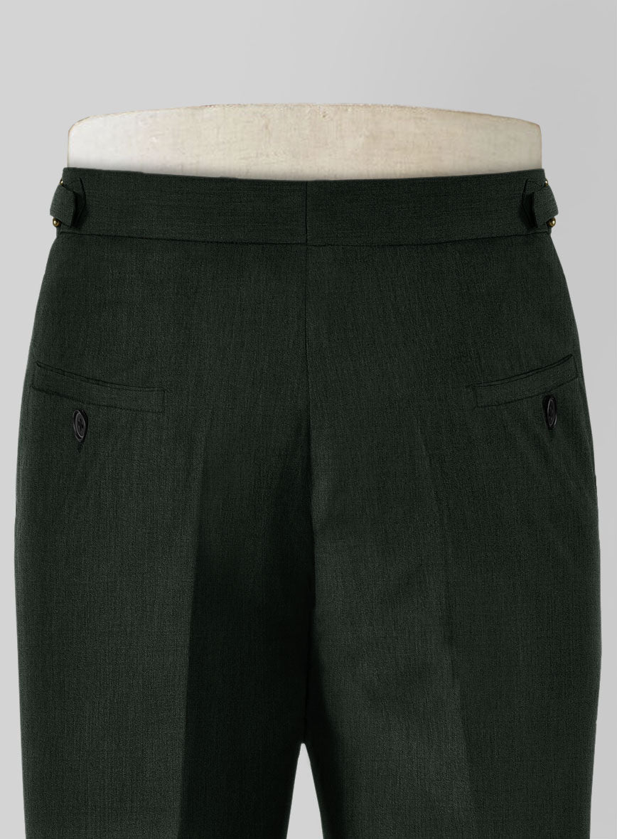 Napolean Stretch Dark Green Highland Wool Trousers - StudioSuits