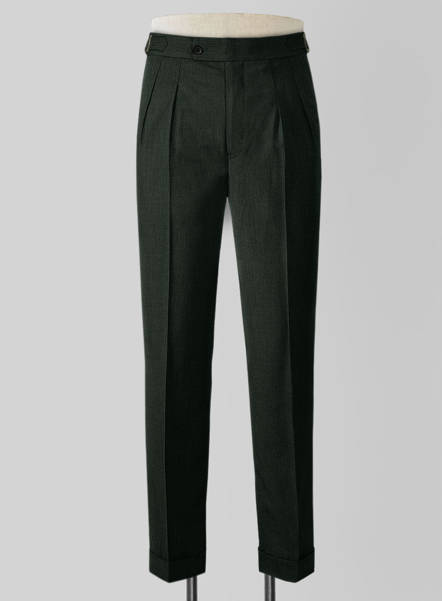 Napolean Stretch Dark Green Wool Highland Trouser - StudioSuits
