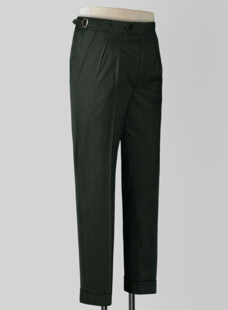 Napolean Stretch Dark Green Wool Highland Trouser - StudioSuits