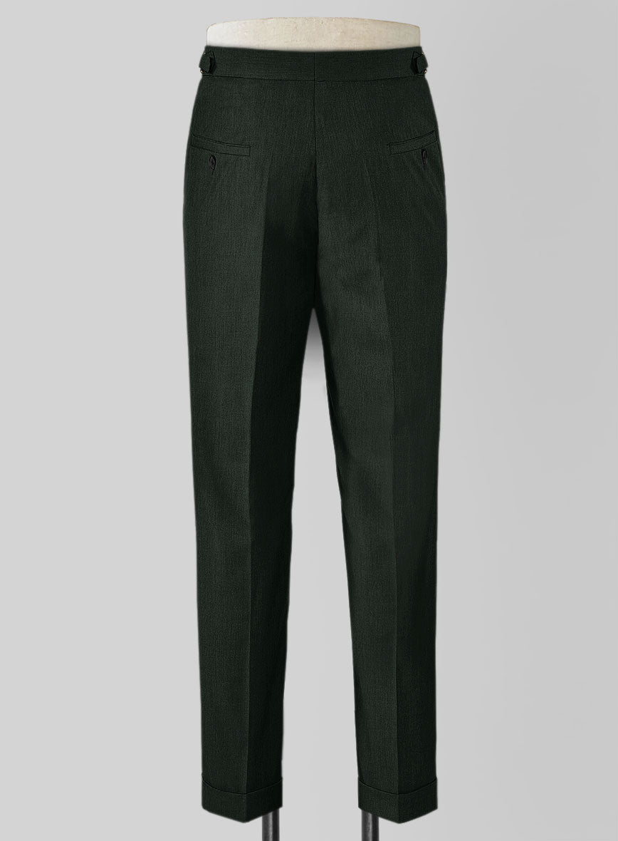 Napolean Stretch Dark Green Wool Highland Trouser - StudioSuits