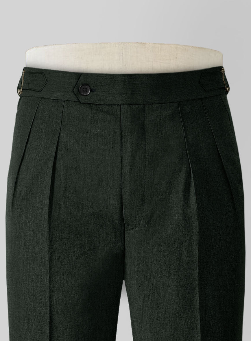 Napolean Stretch Dark Green Wool Highland Trouser - StudioSuits