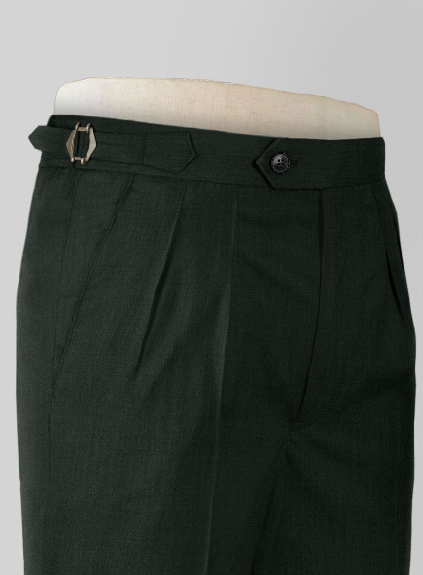 Napolean Stretch Dark Green Wool Highland Trouser - StudioSuits