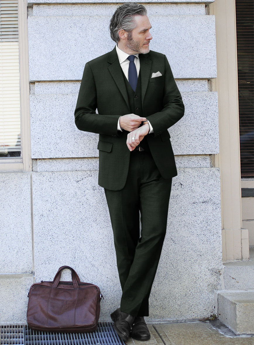 Napolean Stretch Dark Green Wool Suit - StudioSuits