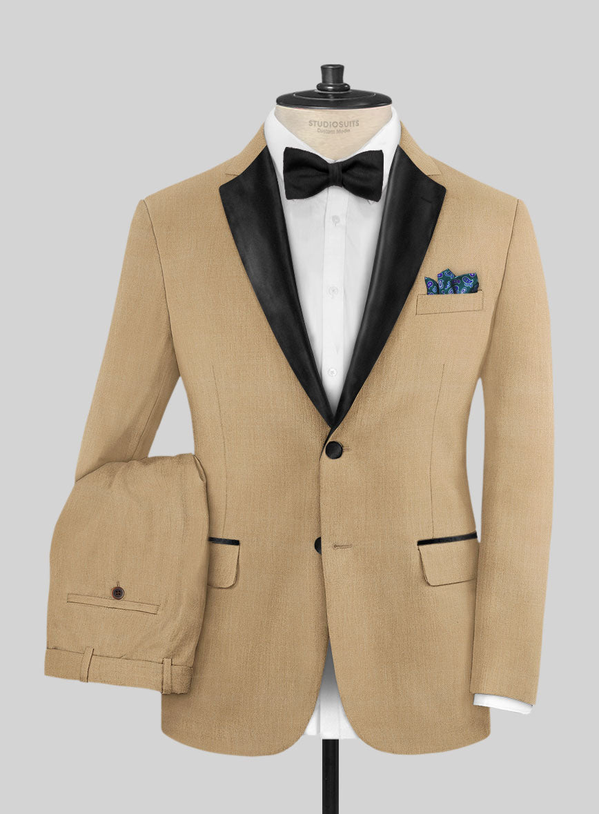 Napolean Stretch Dark Khaki Wool Tuxedo Suit - StudioSuits