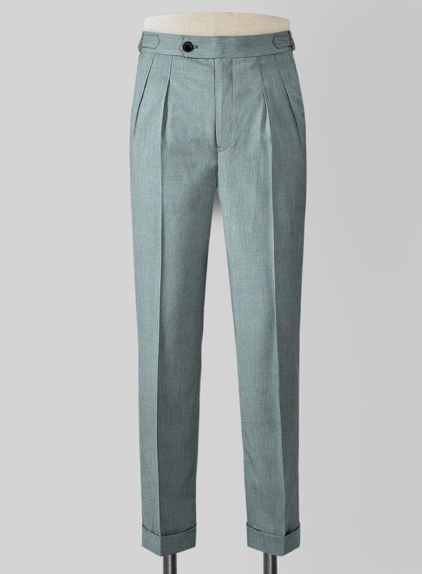 Napolean Stretch Gray Blue Highland Wool Trousers - StudioSuits