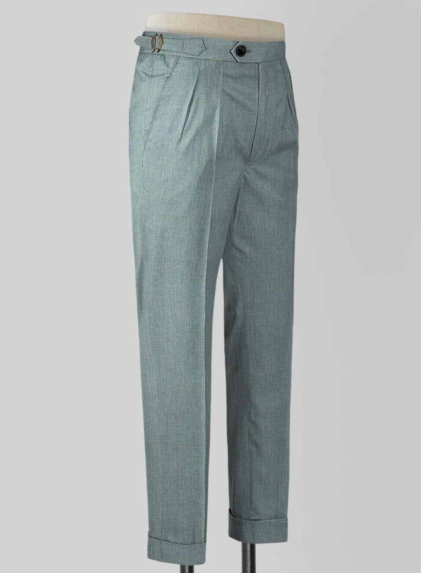 Napolean Stretch Gray Blue Highland Wool Trousers - StudioSuits