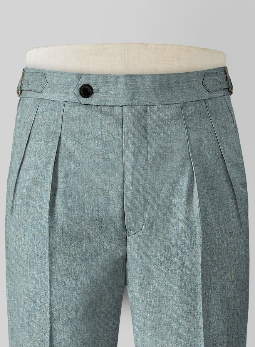 Napolean Stretch Gray Blue Highland Wool Trousers - StudioSuits