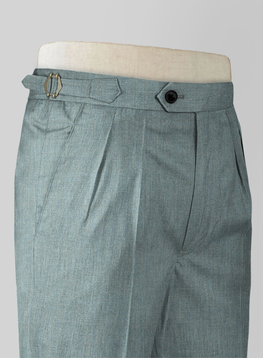 Napolean Stretch Gray Blue Highland Wool Trousers - StudioSuits