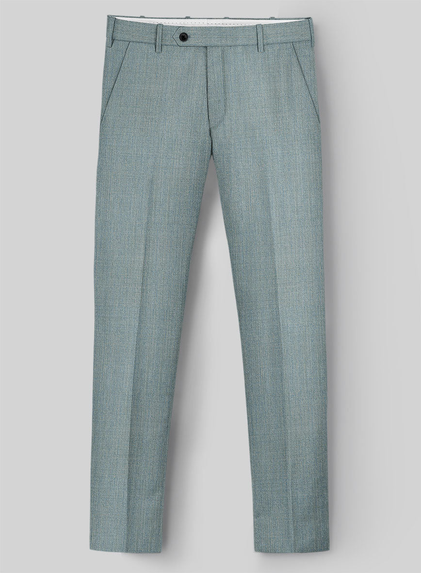 Napolean Stretch Gray Blue Wool Pants - StudioSuits
