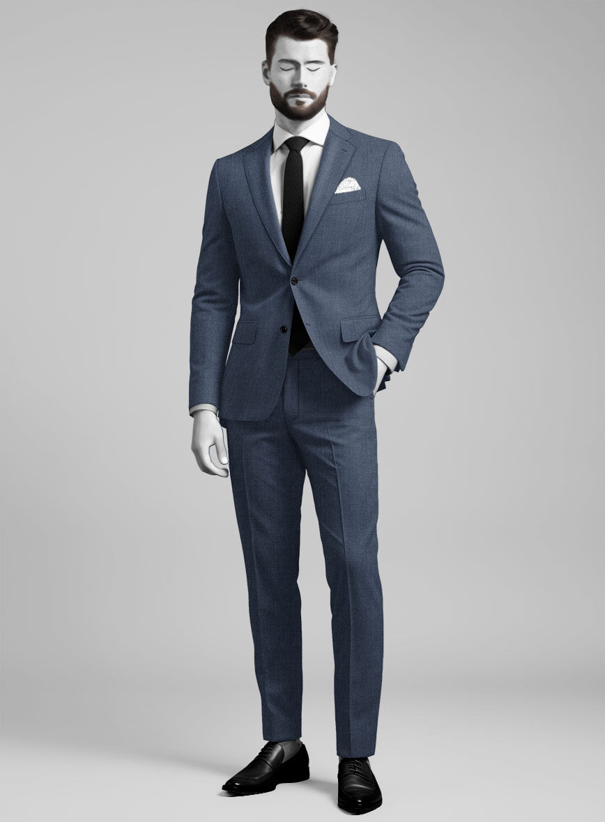 Napolean Stretch Imperial Blue Wool Suit - StudioSuits